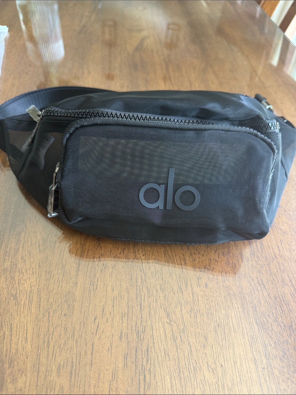 ALO Yoga Black Belt Bag with 2 Front Zip Pocket